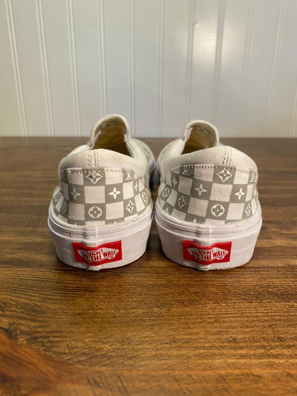 Vans - Classic Slip-On Custom Gray and White Checkerboard Shoes - Women's Size 7 - Picture 5 of 13
